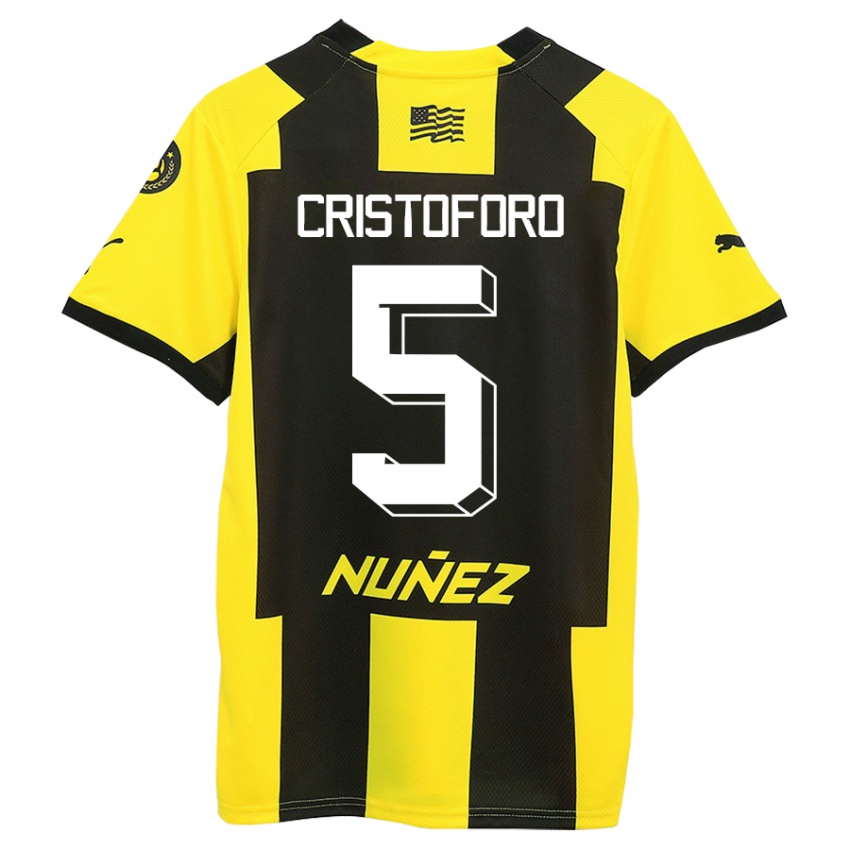 Bambino Maglia Sebastián Cristóforo #5 Giallo Nero Kit Gara Home 2023/24 Maglietta