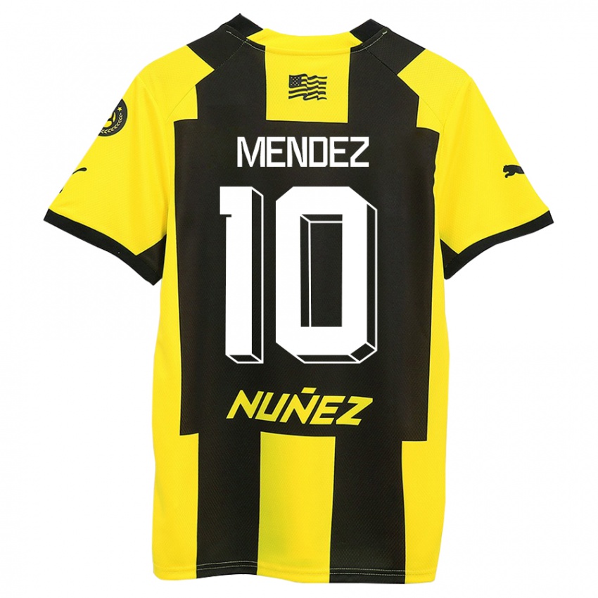 Bambino Maglia Kevin Méndez #10 Giallo Nero Kit Gara Home 2023/24 Maglietta