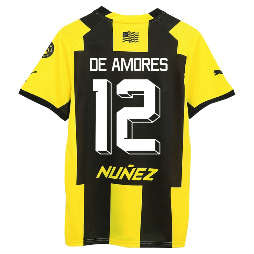 Bambino Maglia Guillermo De Amores #12 Giallo Nero Kit Gara Home 2023/24 Maglietta