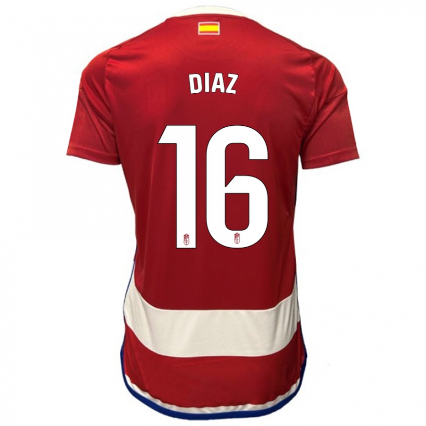 Bambino Maglia Víctor Díaz #16 Rosso Kit Gara Home 2023/24 Maglietta