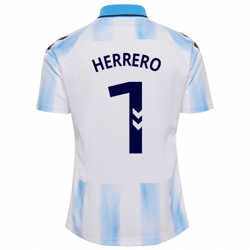 Bambino Maglia Alfonso Herrero #1 Bianco Blu Kit Gara Home 2023/24 Maglietta