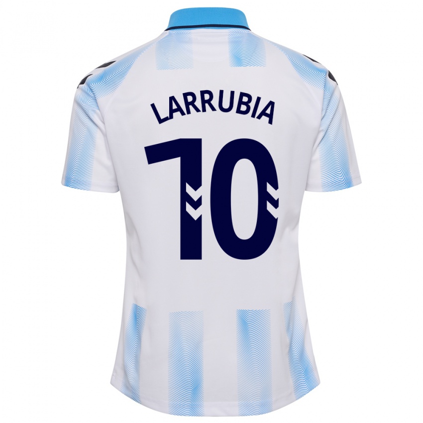 Bambino Maglia David Larrubia #10 Bianco Blu Kit Gara Home 2023/24 Maglietta