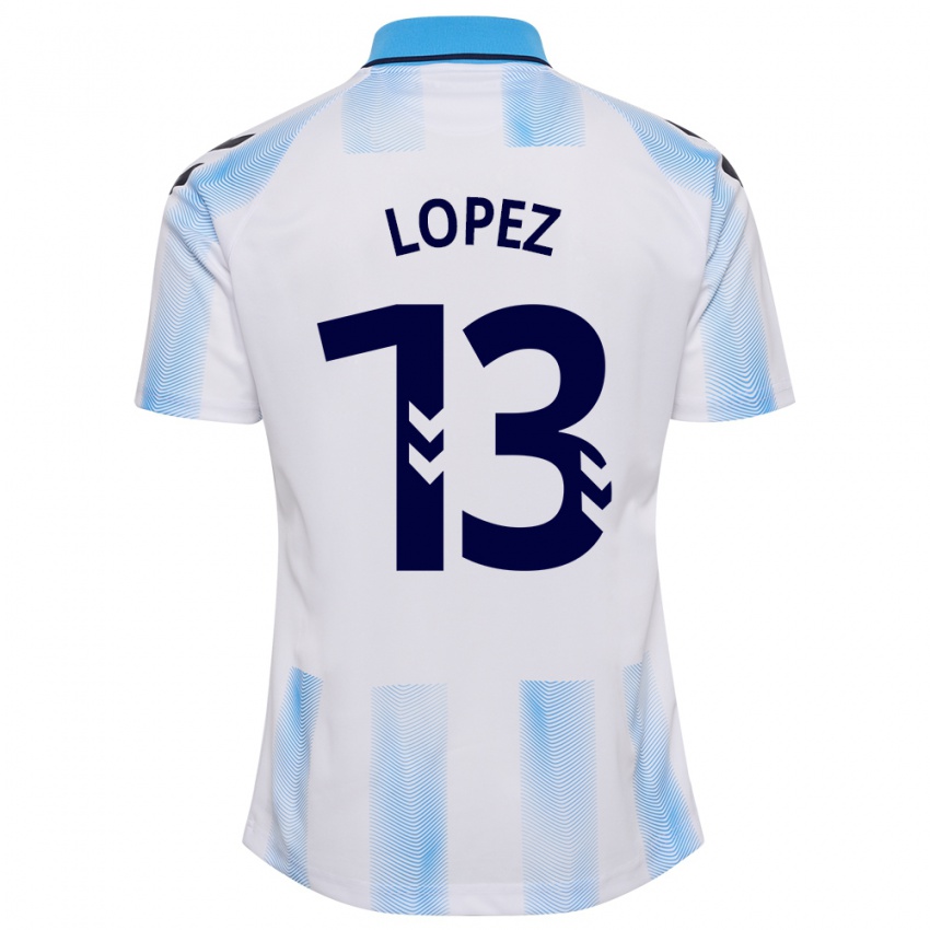 Bambino Maglia Carlos López #13 Bianco Blu Kit Gara Home 2023/24 Maglietta