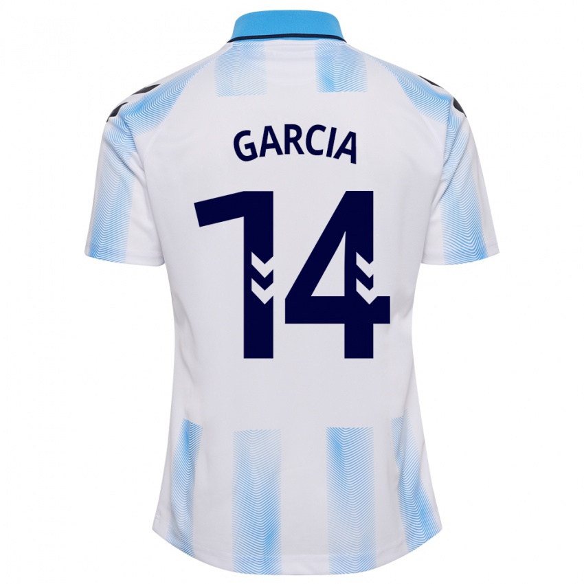 Bambino Maglia Víctor García #14 Bianco Blu Kit Gara Home 2023/24 Maglietta