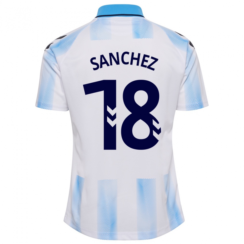 Bambino Maglia Dani Sánchez #18 Bianco Blu Kit Gara Home 2023/24 Maglietta