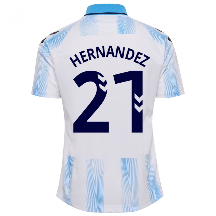 Bambino Maglia Juan Hernández #21 Bianco Blu Kit Gara Home 2023/24 Maglietta