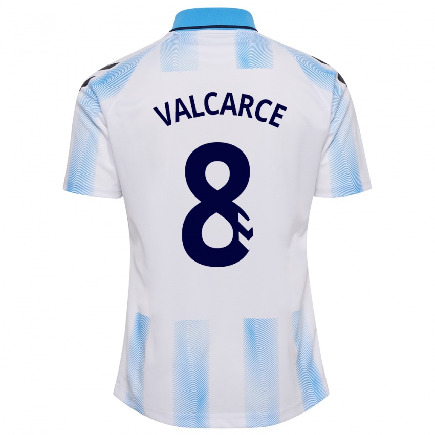 Bambino Maglia Alejandro Valcarce #8 Bianco Blu Kit Gara Home 2023/24 Maglietta