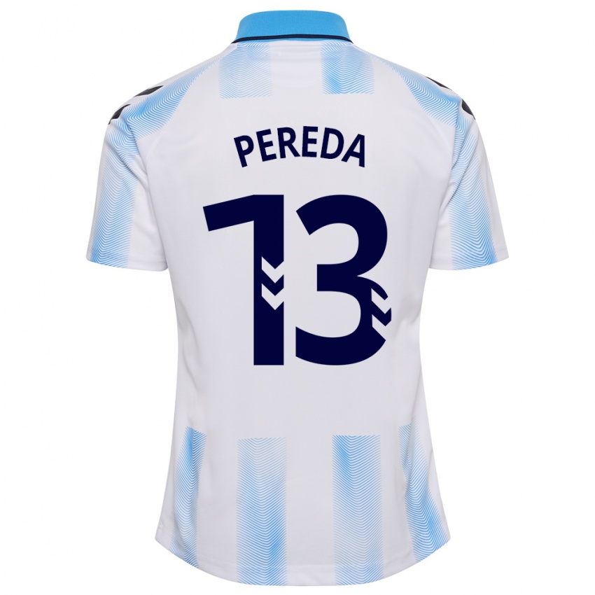 Bambino Maglia Adrián Pereda #13 Bianco Blu Kit Gara Home 2023/24 Maglietta