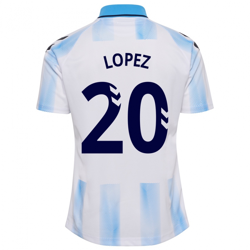 Bambino Maglia Adri López #20 Bianco Blu Kit Gara Home 2023/24 Maglietta