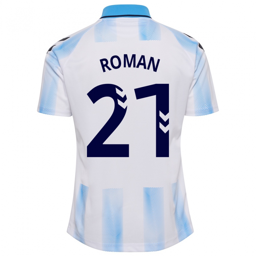 Bambino Maglia Samu Román #21 Bianco Blu Kit Gara Home 2023/24 Maglietta