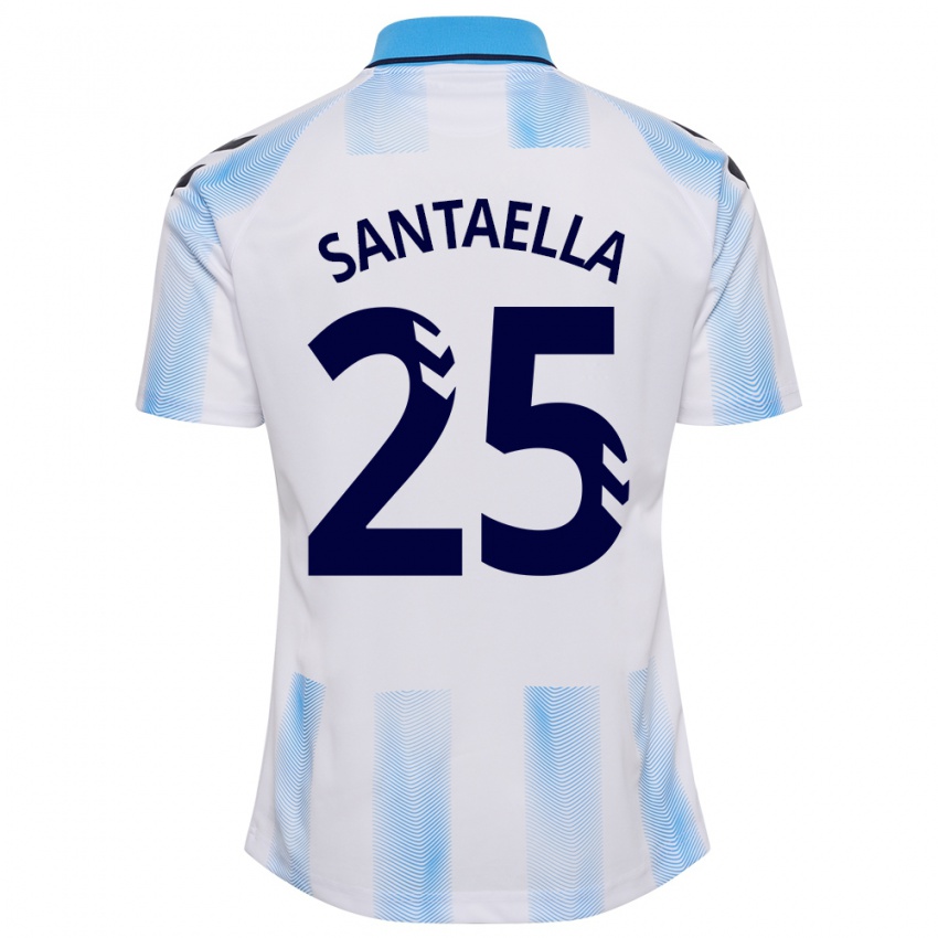 Bambino Maglia Miguel Ángel Santaella #25 Bianco Blu Kit Gara Home 2023/24 Maglietta