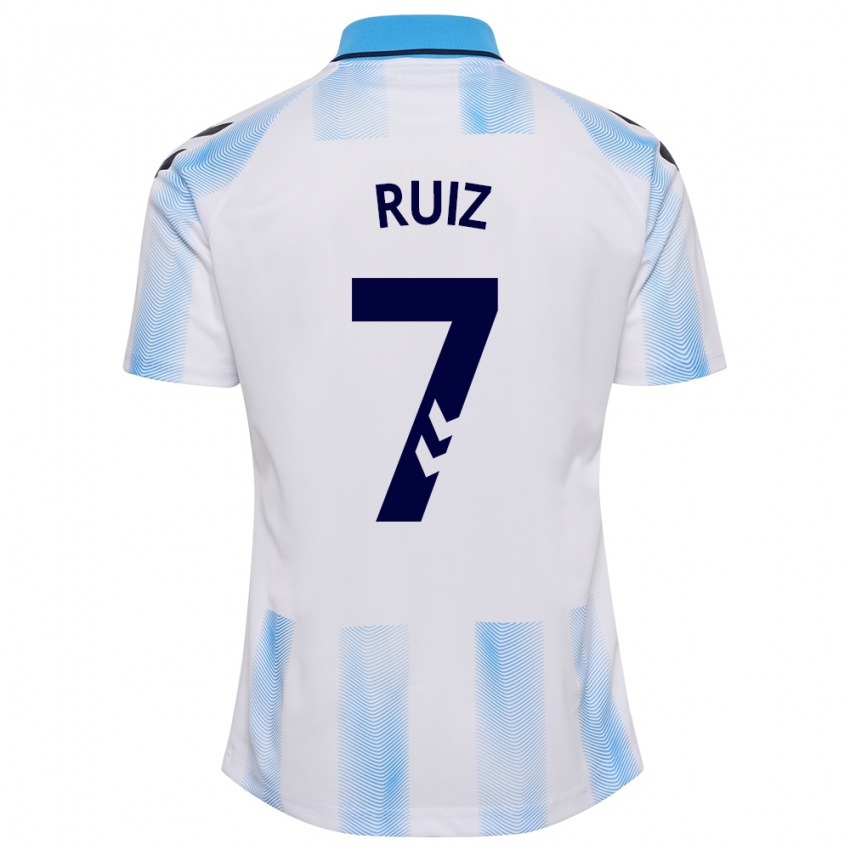 Bambino Maglia María Ruiz #7 Bianco Blu Kit Gara Home 2023/24 Maglietta