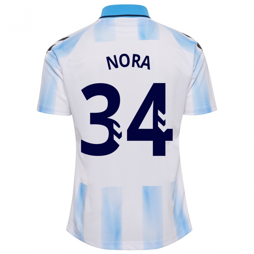 Bambino Maglia Nora #34 Bianco Blu Kit Gara Home 2023/24 Maglietta