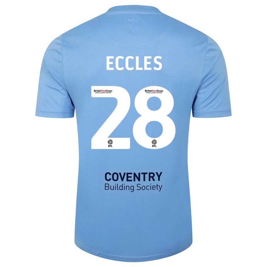 Bambino Maglia Josh Eccles #28 Cielo Blu Kit Gara Home 2023/24 Maglietta