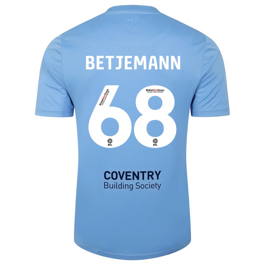 Bambino Maglia Elliot Betjemann #68 Cielo Blu Kit Gara Home 2023/24 Maglietta