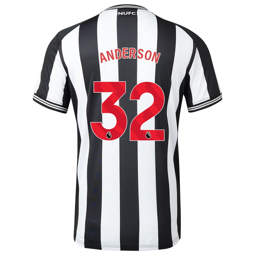 Bambino Maglia Elliot Anderson #32 Nero Bianco Kit Gara Home 2023/24 Maglietta