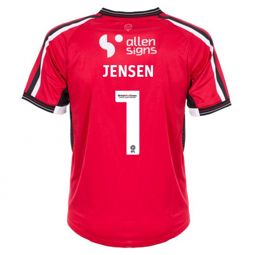 Bambino Maglia Lukas Jensen #1 Rosso Kit Gara Home 2023/24 Maglietta