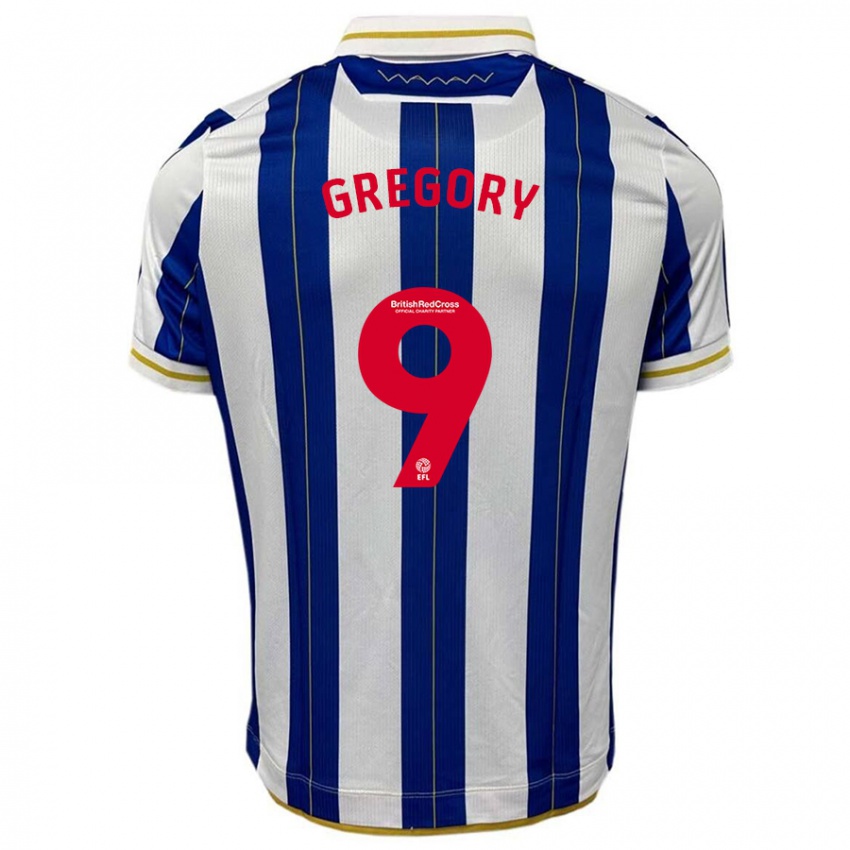 Bambino Maglia Lee Gregory #9 Blu Bianco Kit Gara Home 2023/24 Maglietta