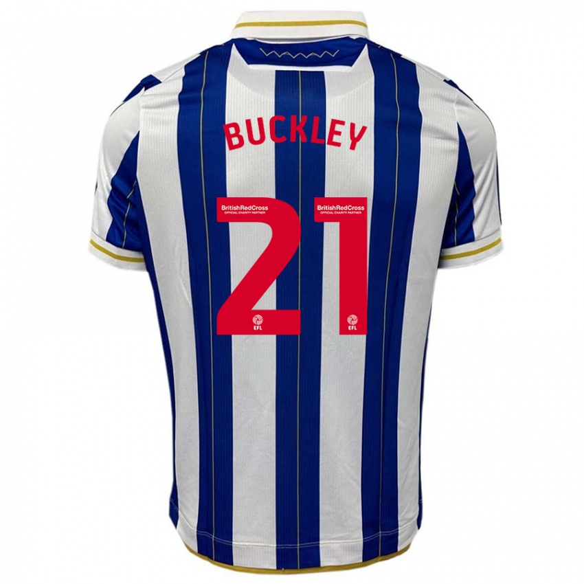 Bambino Maglia John Buckley #21 Blu Bianco Kit Gara Home 2023/24 Maglietta