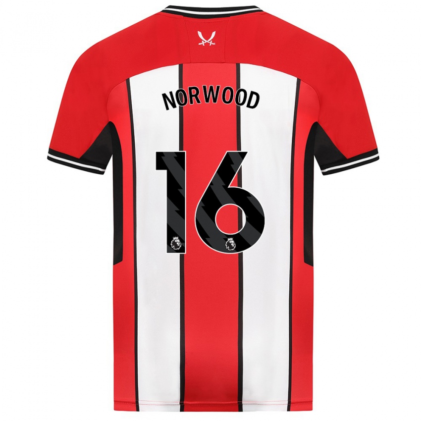 Bambino Maglia Oliver Norwood #16 Rosso Kit Gara Home 2023/24 Maglietta