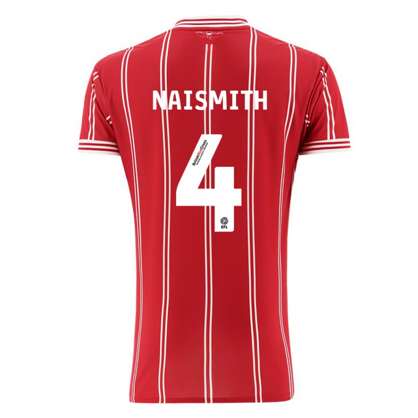 Bambino Maglia Kal Naismith #4 Rosso Kit Gara Home 2023/24 Maglietta