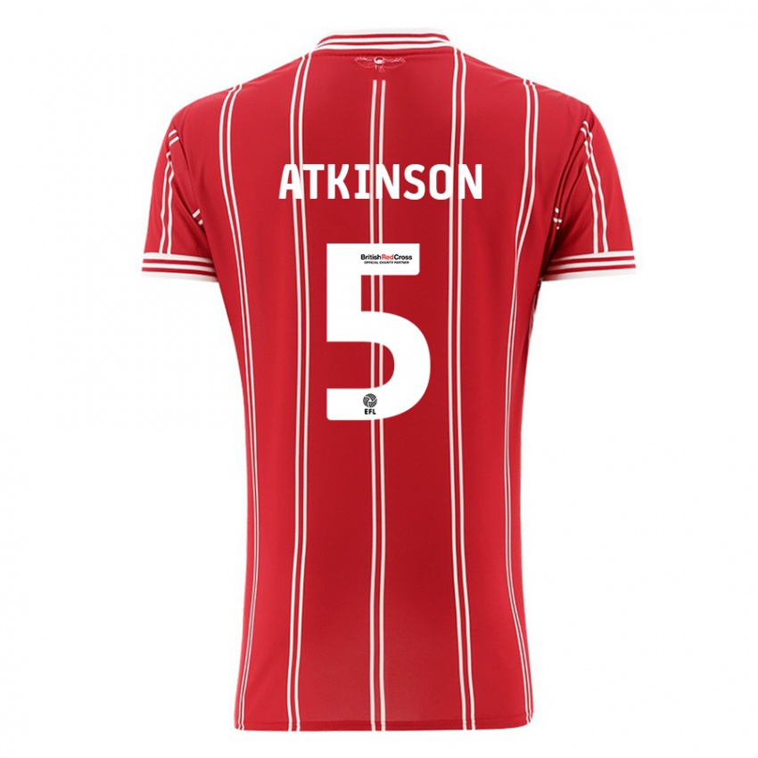 Bambino Maglia Rob Atkinson #5 Rosso Kit Gara Home 2023/24 Maglietta