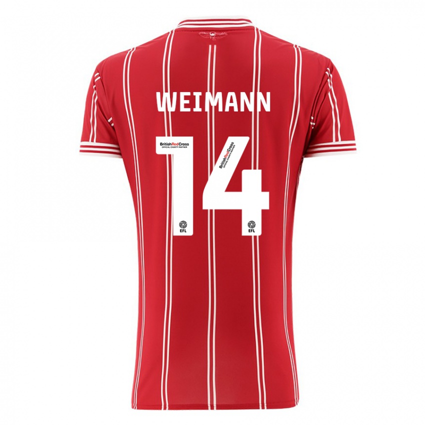 Bambino Maglia Andreas Weimann #14 Rosso Kit Gara Home 2023/24 Maglietta