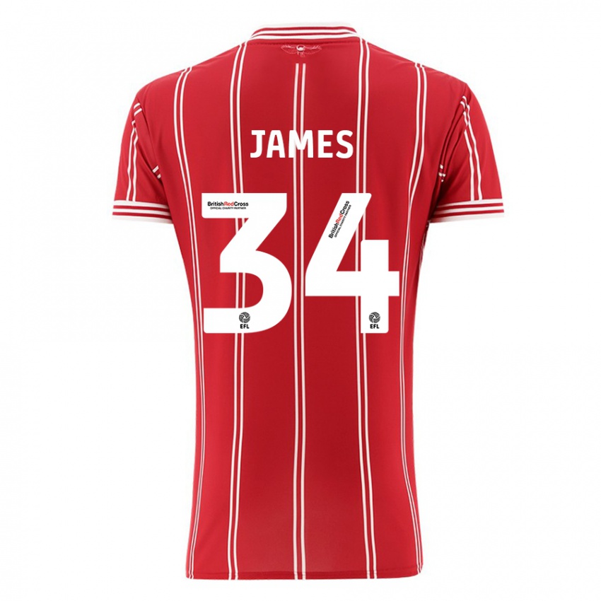 Bambino Maglia Joseph James #34 Rosso Kit Gara Home 2023/24 Maglietta