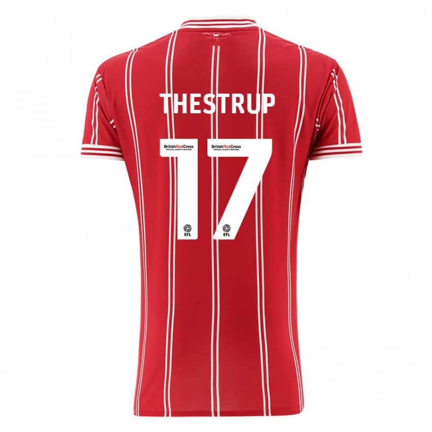 Bambino Maglia Amalie Thestrup #17 Rosso Kit Gara Home 2023/24 Maglietta