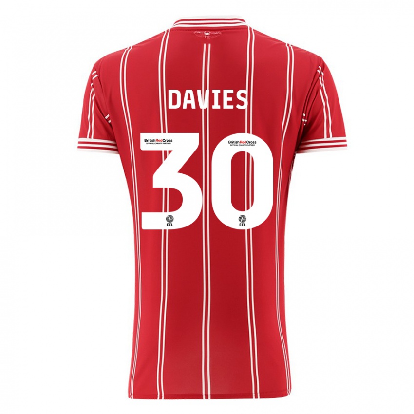 Bambino Maglia Yasmin Davies #30 Rosso Kit Gara Home 2023/24 Maglietta