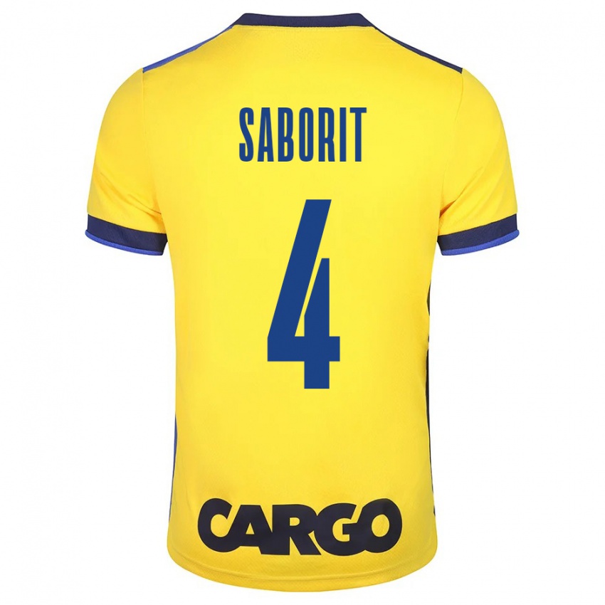 Bambino Maglia Enric Saborit #4 Giallo Kit Gara Home 2023/24 Maglietta