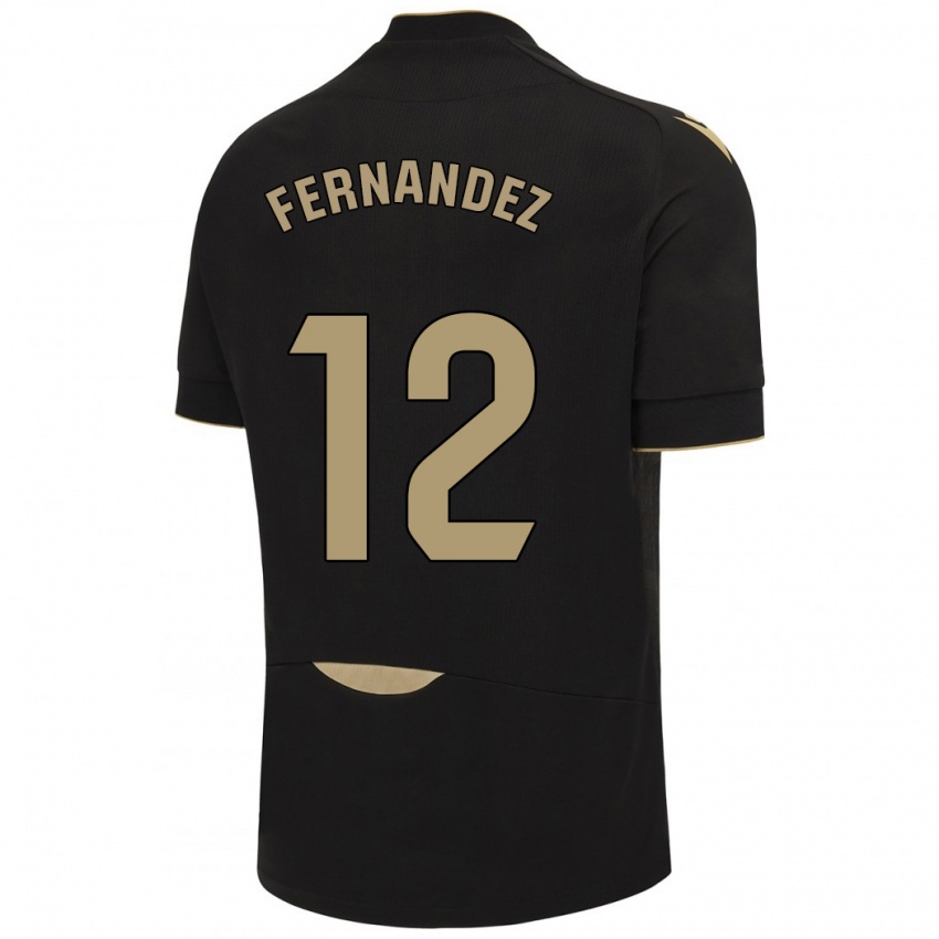 Bambino Maglia Sandra Fernández León #12 Nero Kit Gara Away 2023/24 Maglietta