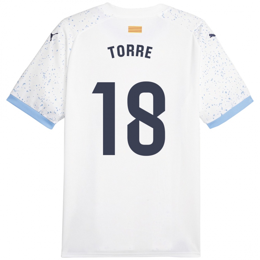 Bambino Maglia Pablo Torre #18 Bianco Kit Gara Away 2023/24 Maglietta