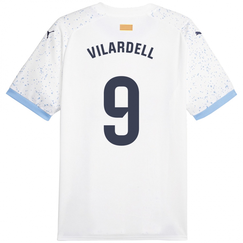 Bambino Maglia Júlia Vilardell #9 Bianco Kit Gara Away 2023/24 Maglietta