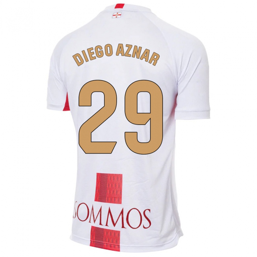 Bambino Maglia Diego Aznar #29 Bianco Kit Gara Away 2023/24 Maglietta