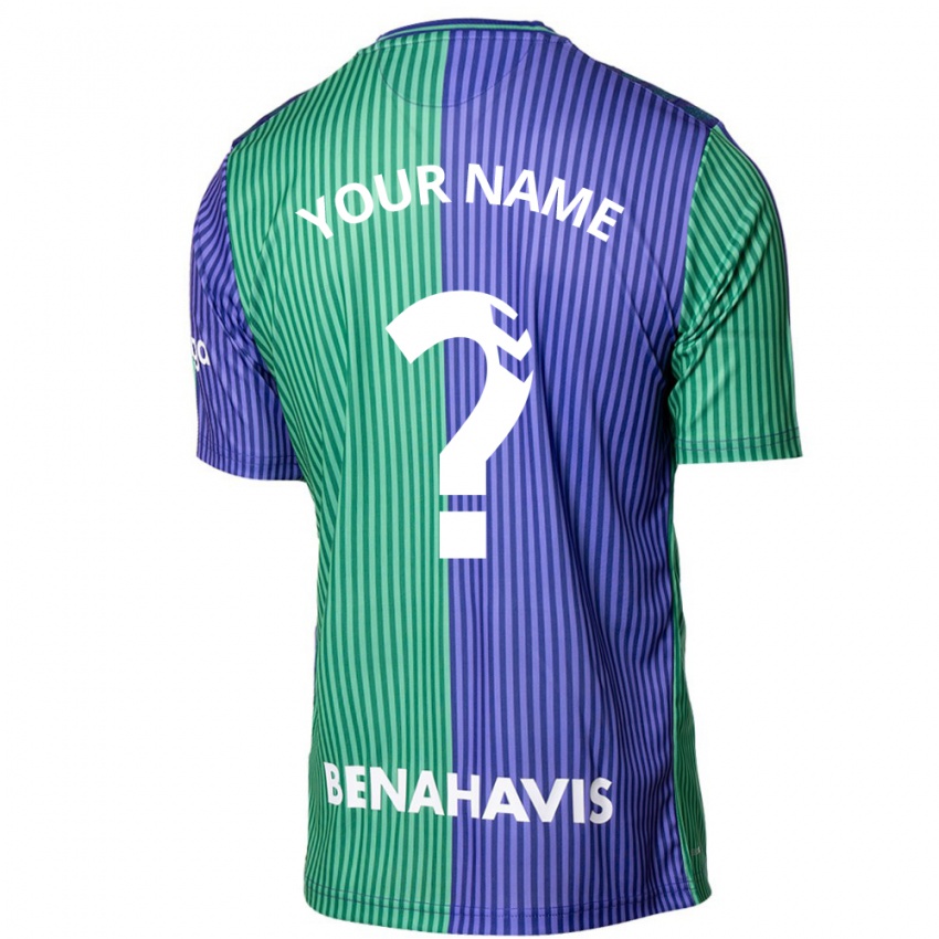 Bambino Maglia Il Tuo Nome #0 Verde Blu Kit Gara Away 2023/24 Maglietta