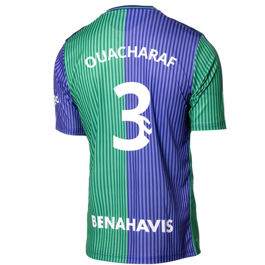 Bambino Maglia Bilal Ouacharaf #3 Verde Blu Kit Gara Away 2023/24 Maglietta