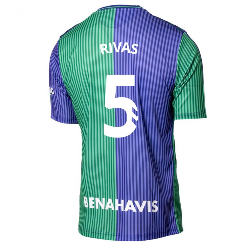 Bambino Maglia Juande Rivas #5 Verde Blu Kit Gara Away 2023/24 Maglietta