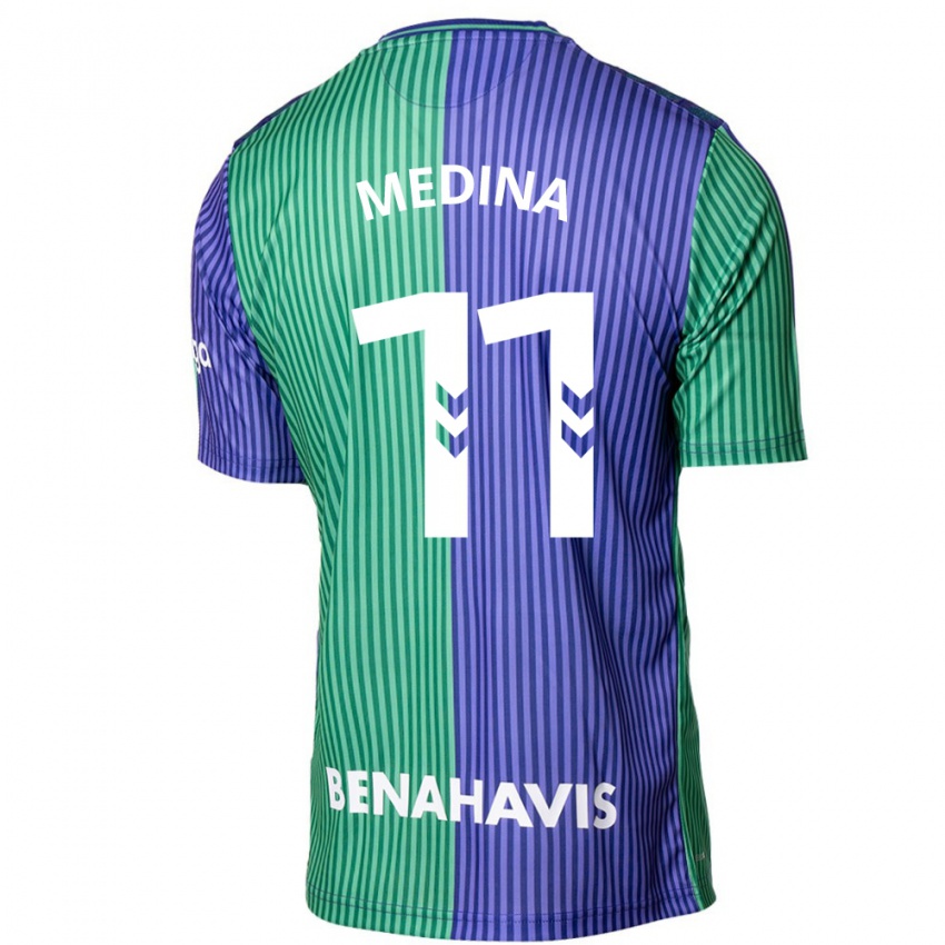 Bambino Maglia Kevin Medina #11 Verde Blu Kit Gara Away 2023/24 Maglietta