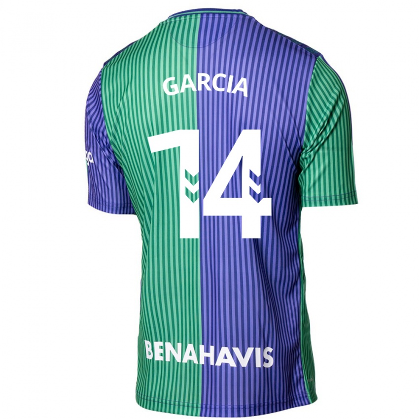 Bambino Maglia Víctor García #14 Verde Blu Kit Gara Away 2023/24 Maglietta