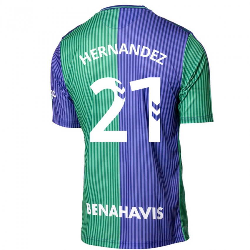 Bambino Maglia Juan Hernández #21 Verde Blu Kit Gara Away 2023/24 Maglietta