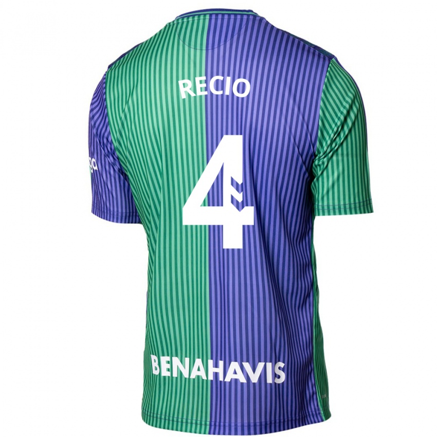 Bambino Maglia Ángel Recio #4 Verde Blu Kit Gara Away 2023/24 Maglietta