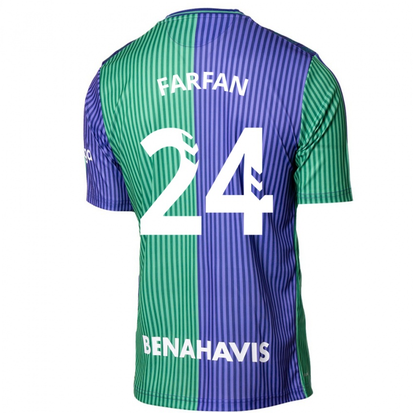 Bambino Maglia María Farfán #24 Verde Blu Kit Gara Away 2023/24 Maglietta