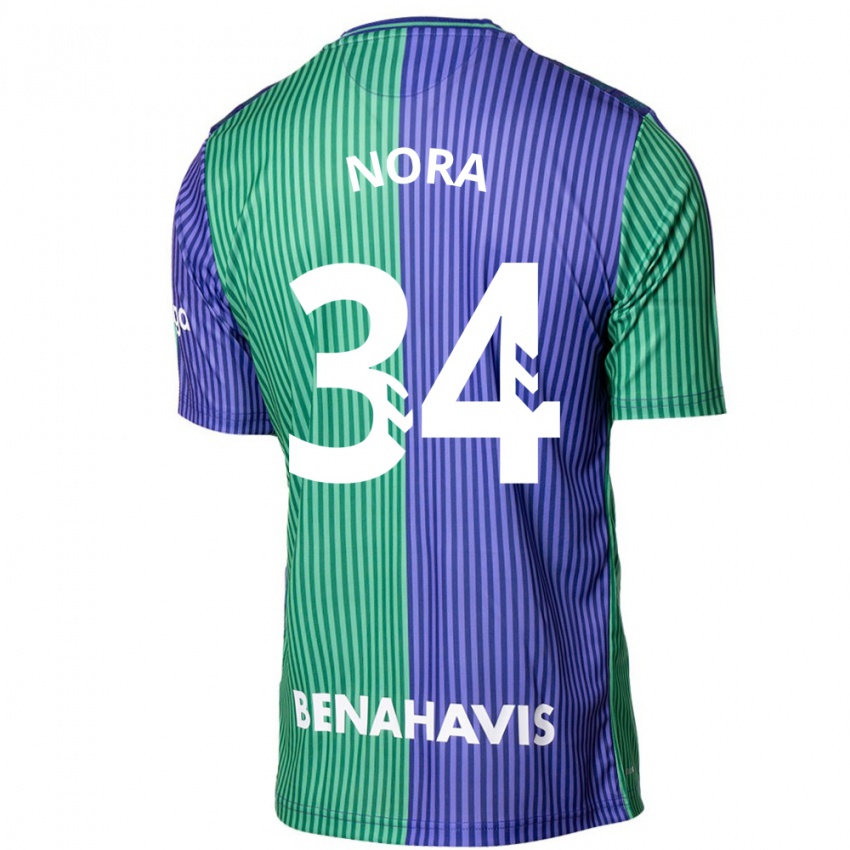 Bambino Maglia Nora #34 Verde Blu Kit Gara Away 2023/24 Maglietta