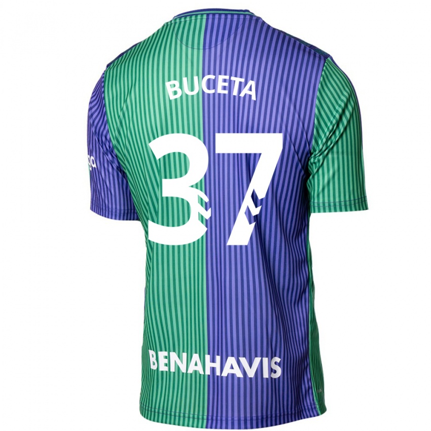 Bambino Maglia Ana Buceta #37 Verde Blu Kit Gara Away 2023/24 Maglietta