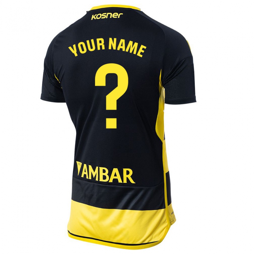 Bambino Maglia Il Tuo Nome #0 Nero Giallo Kit Gara Away 2023/24 Maglietta