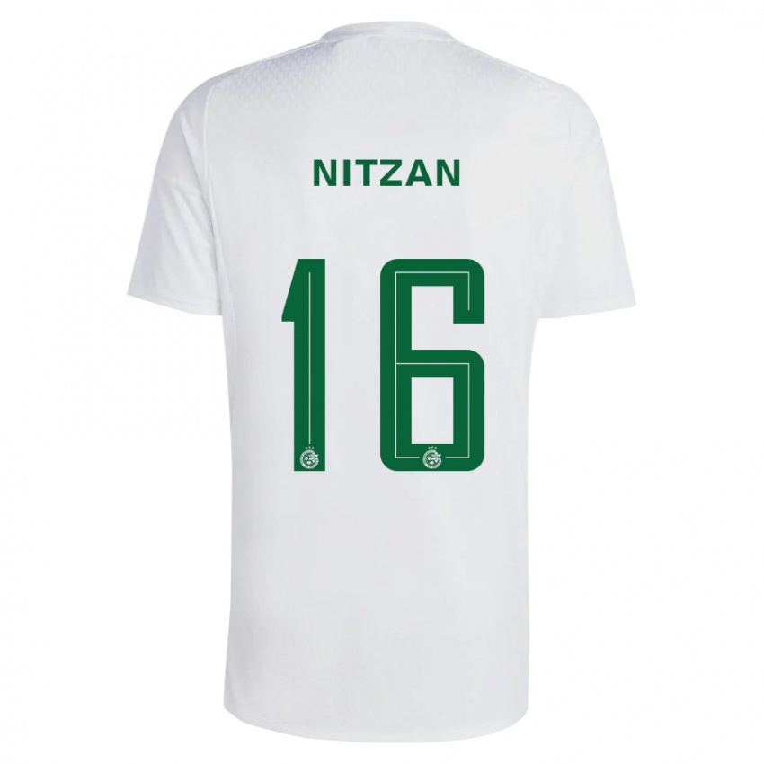 Bambino Maglia Itamar Nitzan #16 Verde Blu Kit Gara Away 2023/24 Maglietta