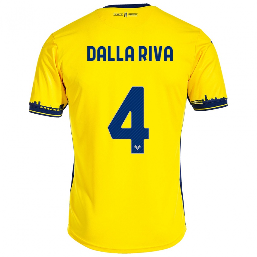 Bambino Maglia Stefano Dalla Riva #4 Giallo Kit Gara Away 2023/24 Maglietta