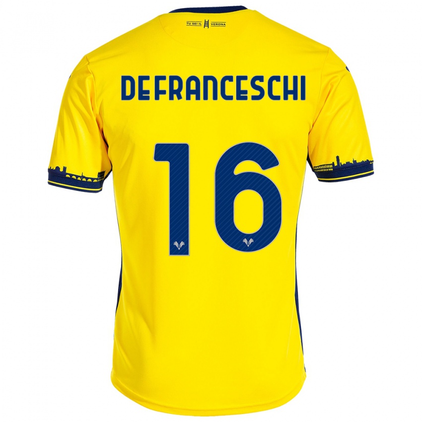 Bambino Maglia Edoardo De Franceschi #16 Giallo Kit Gara Away 2023/24 Maglietta