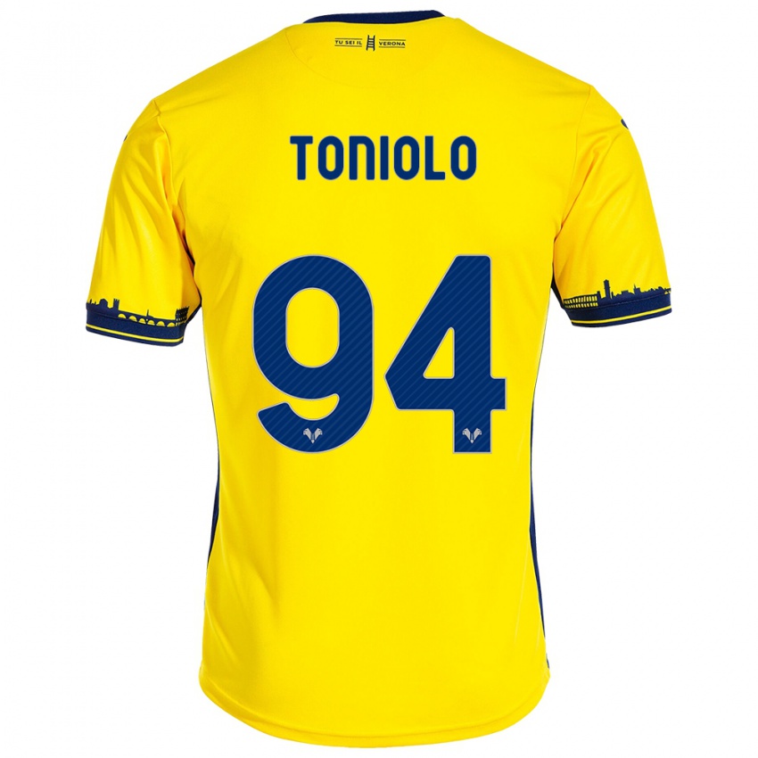 Bambino Maglia Giacomo Toniolo #94 Giallo Kit Gara Away 2023/24 Maglietta